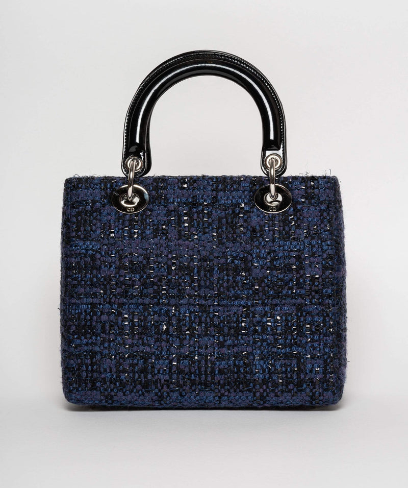 Christian Dior Christian Dior Blue Tweed and Patent Lady Dior Bag