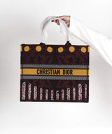 Christian Dior Christian Dior book tote Yellow circle and Burgundy print