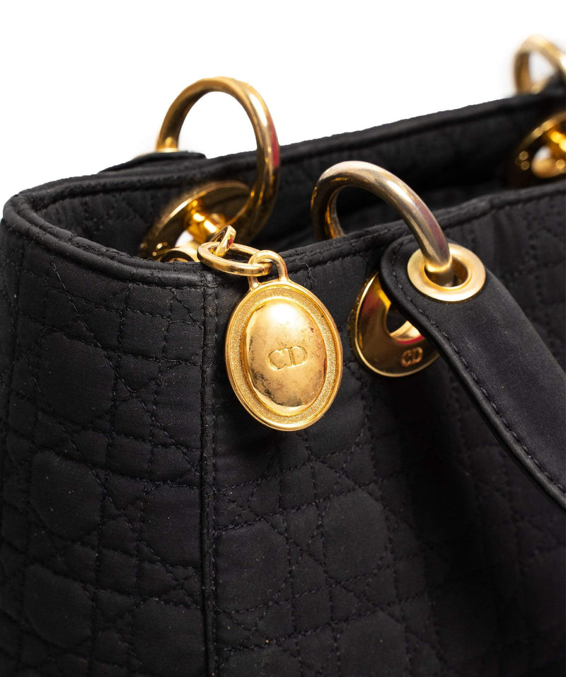Christian Dior Christian Dior Canage Lady Dior Hand Bag Nylon Black - AWL1649