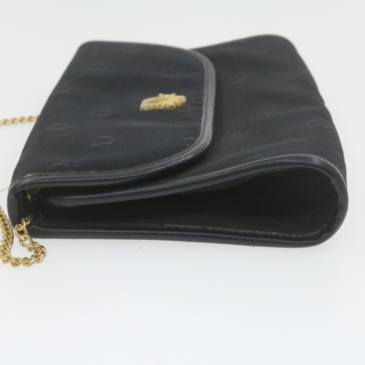 Christian Dior CHRISTIAN DIOR Chain Shoulder Bag Black Canvas Auth 21499 MW2753