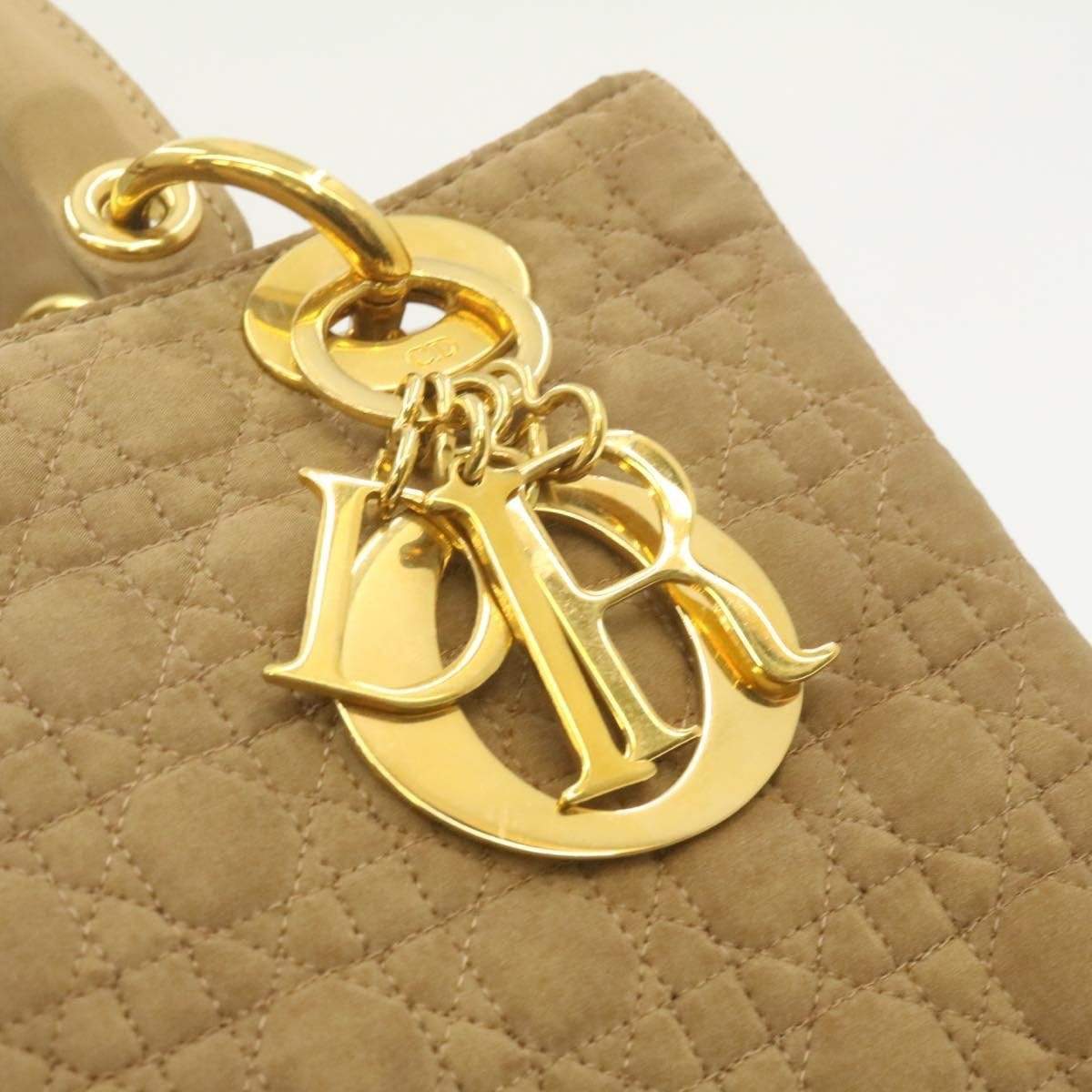 Christian Dior CHRISTIAN DIOR Lady Dior Canage Hand Bag Beige Nylon Auth 21829 - AWL1091