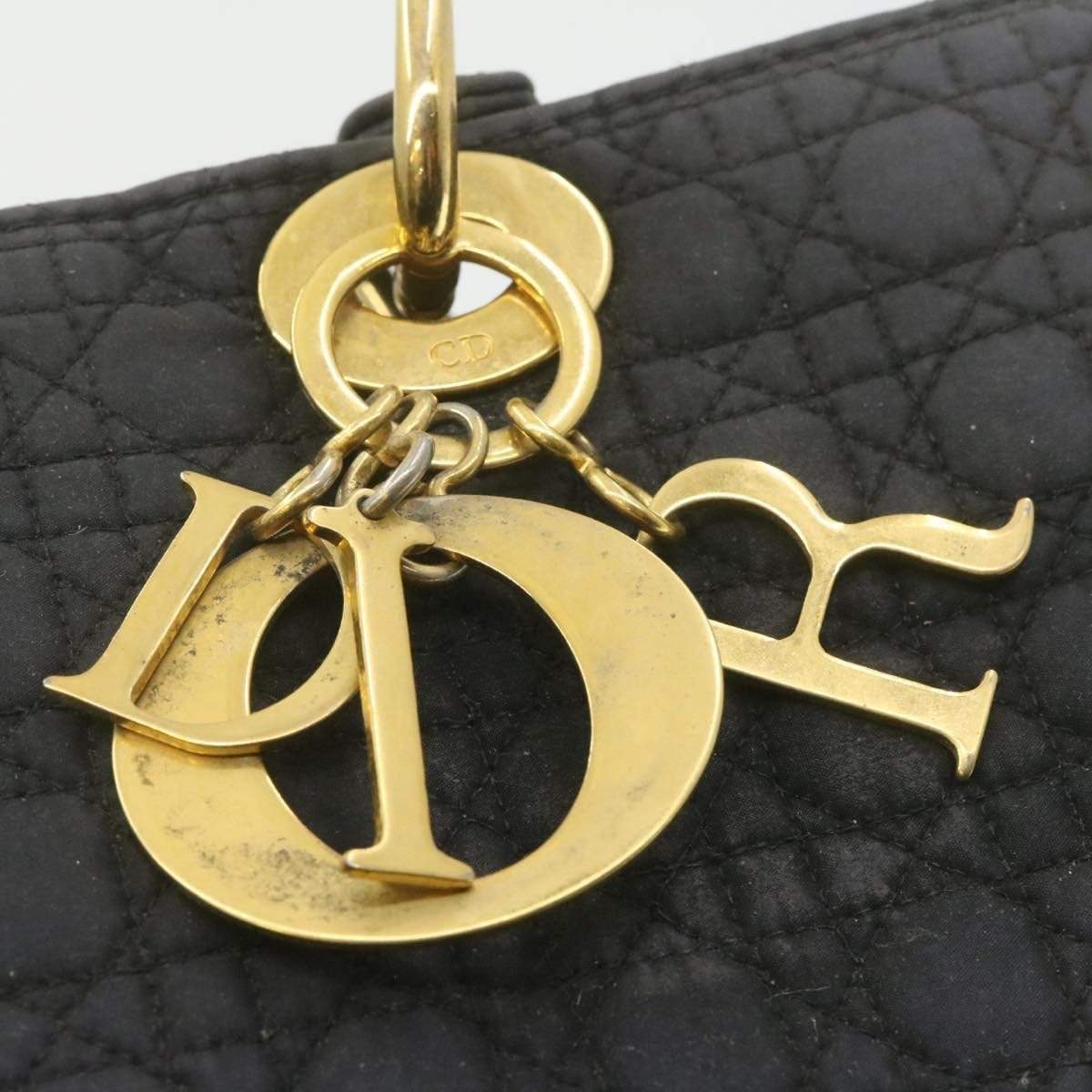 Christian Dior CHRISTIAN DIOR Lady Dior Canage Hand Bag Black Nylon **Sticky Auth rd1899