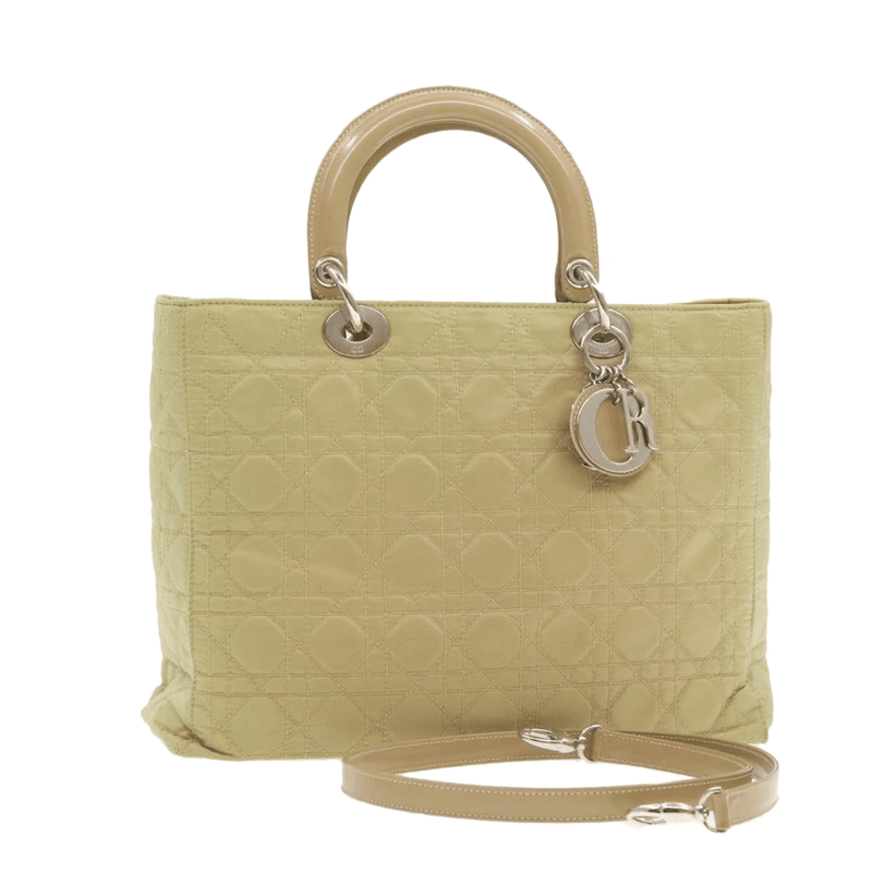 Christian Dior CHRISTIAN DIOR Lady Dior Hand Bag Shoulder Bag 2way Nylon Beige Auth rd1615