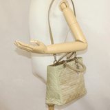 Christian Dior CHRISTIAN DIOR Lady Dior Hand Bag Shoulder Bag 2way Nylon Beige Auth rd1615