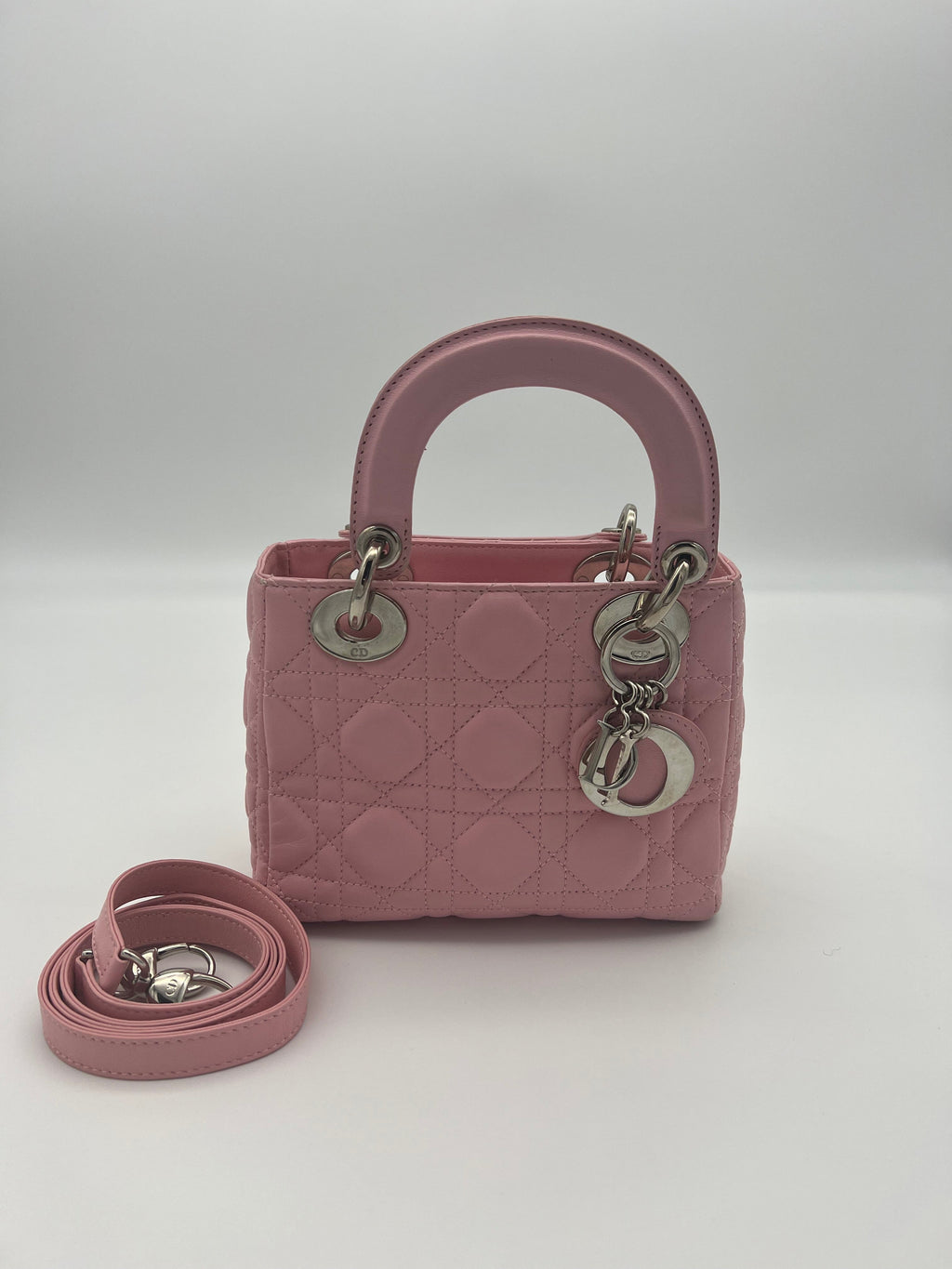 Auth Christian Dior Lady Dior Handbag Shoulder Bag Magenta Pink Leather  e52343a  eBay