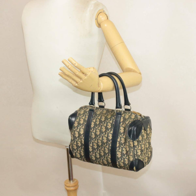 Christian Dior CHRISTIAN DIOR Mini Trotter Canvas Hand Bag Vintage Navy