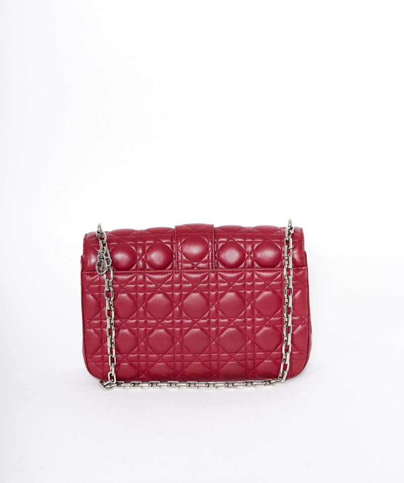 Christian Dior Red Cannage Quilted Patent Leather Large Miss Dior Pouch Bag  - Yoogi's Closet