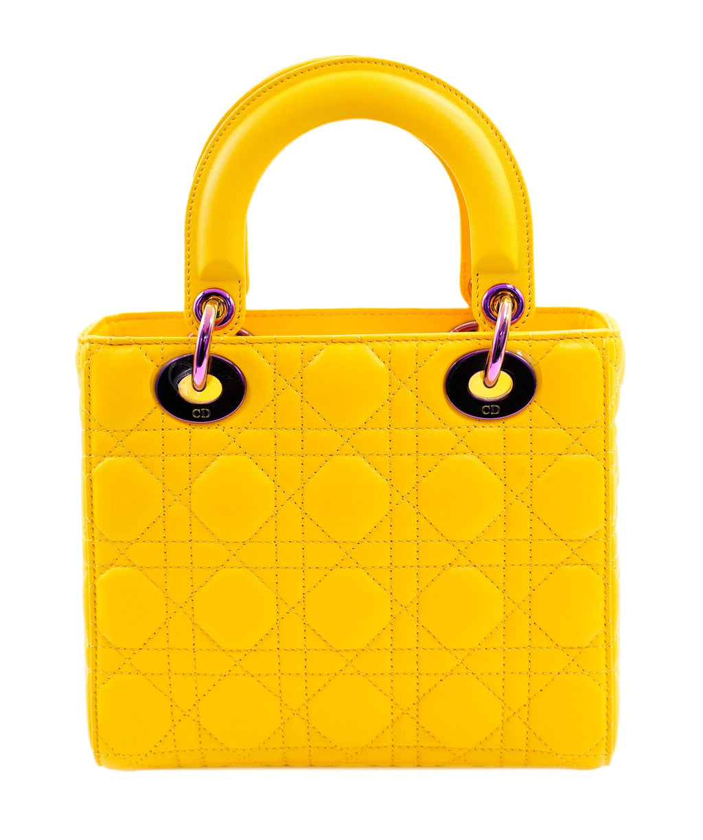 Lady dior sale yellow bag