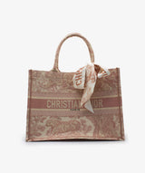 Christian Dior Dior Book Tote Pink with Twilly RJL1136