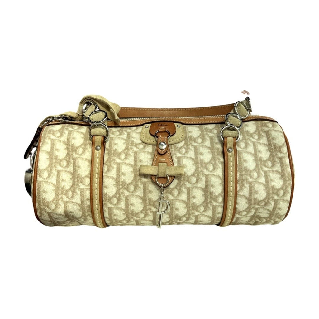 Christian Dior Golf Barrel Satchel Printed Canvas with Leather Small