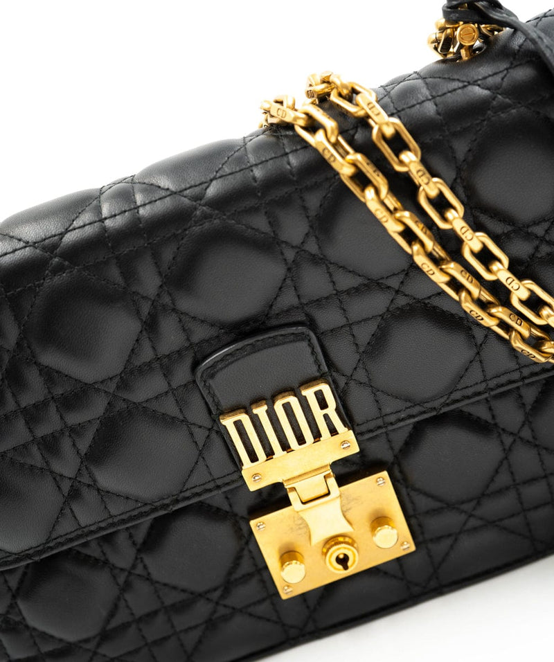 Christian Dior Dior dioraddict wallet on chain in black with ghw. AGL2279