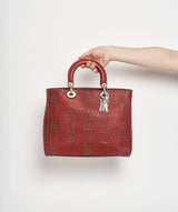 Christian Dior Dior Diorissimo Studded Red Leather Bag