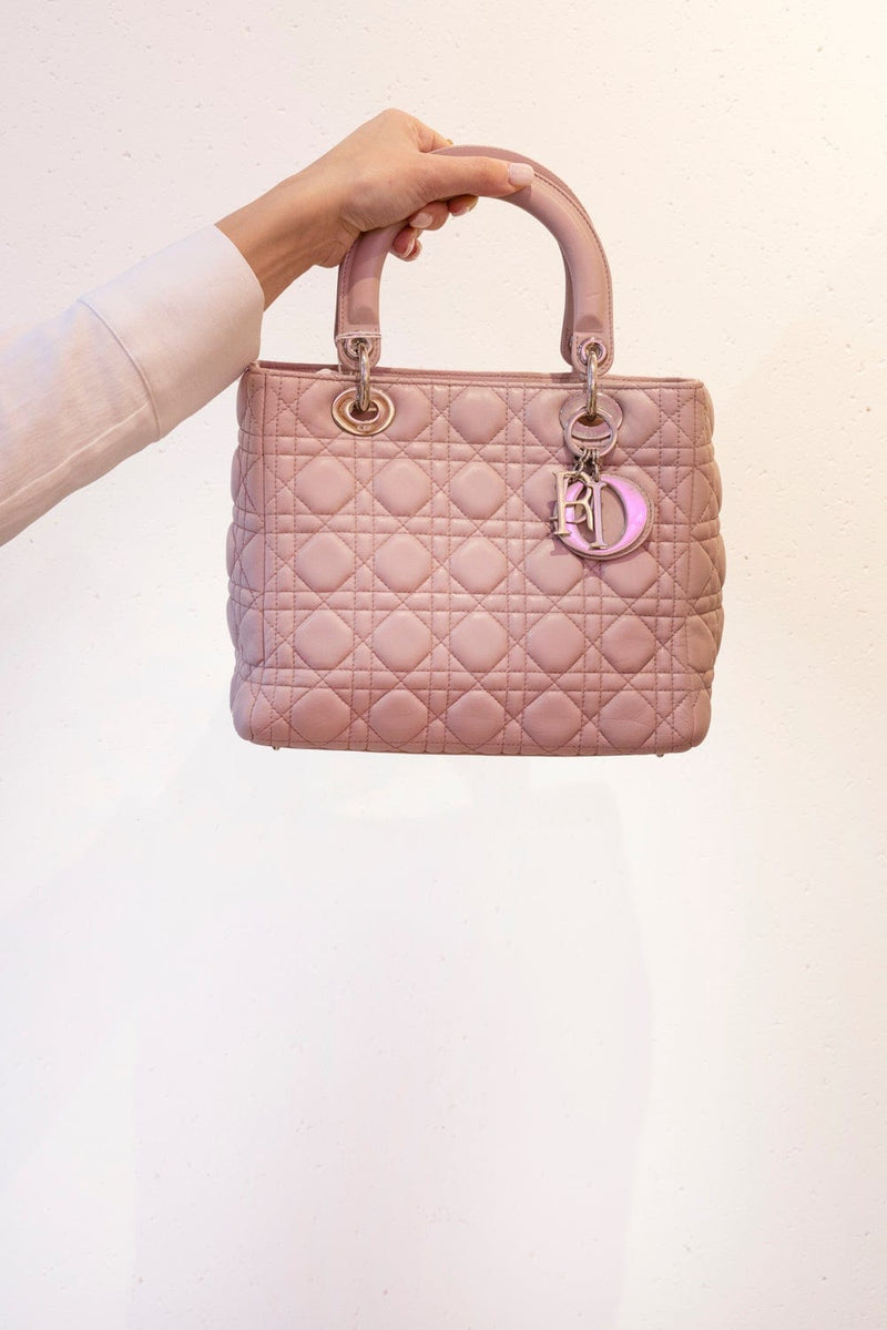 Dior Lady Dior Medium Mauve Pink Calf Leather - AWL2346