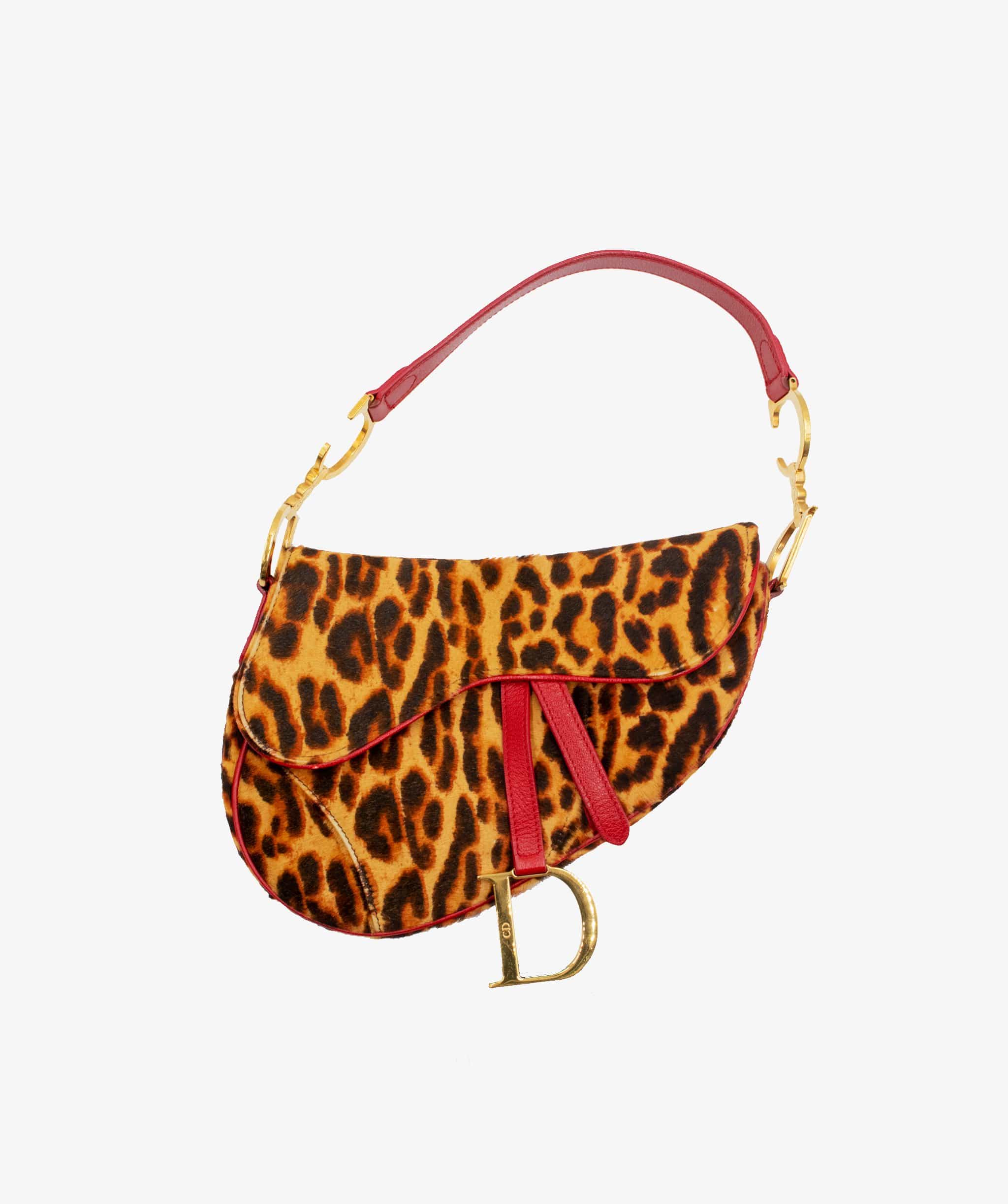 Christian Dior Dior Leopard Print Pony Hair Saddle Bag