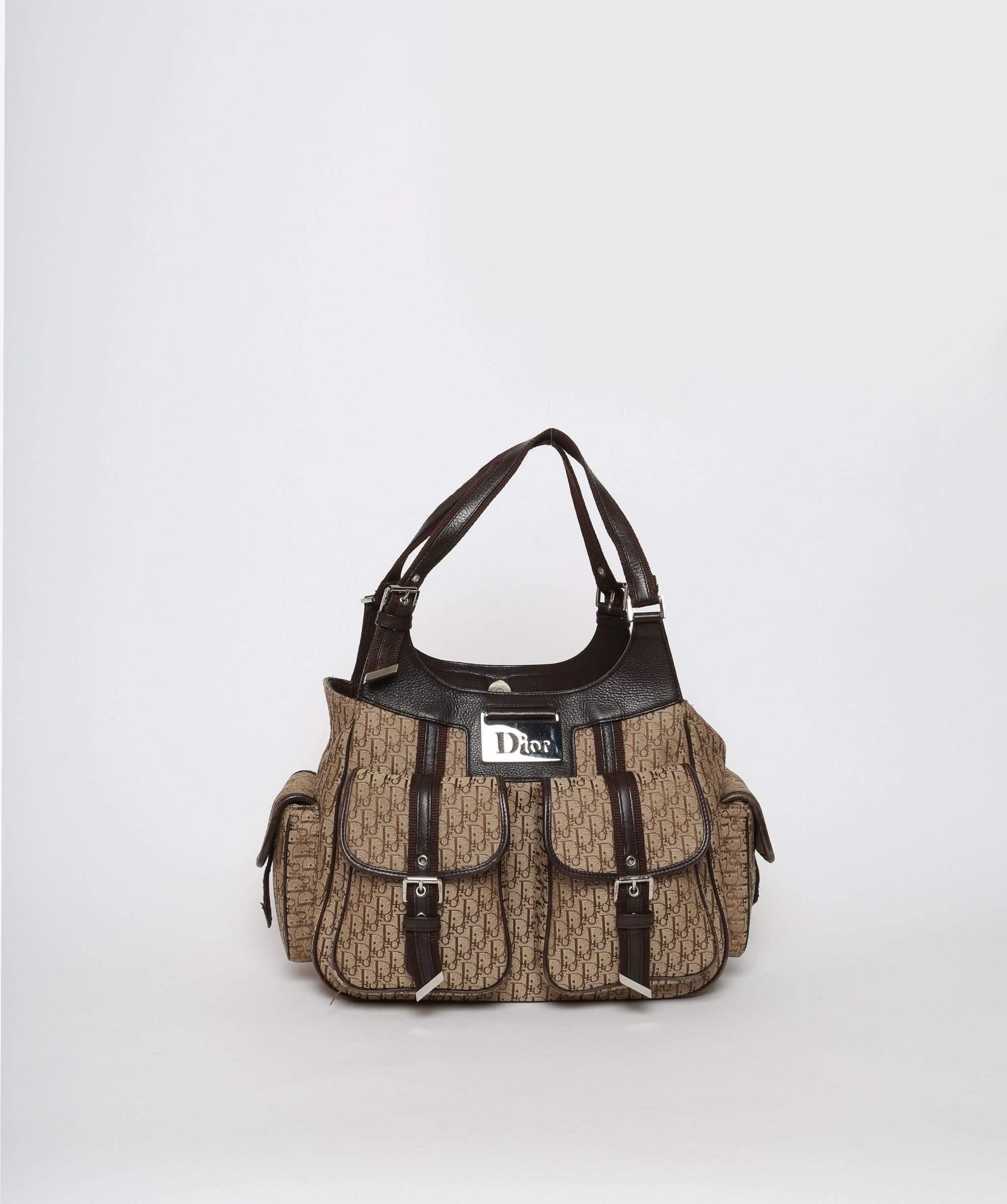 Christian Dior Dior Oblique Canvas Brown Top Handle Bag