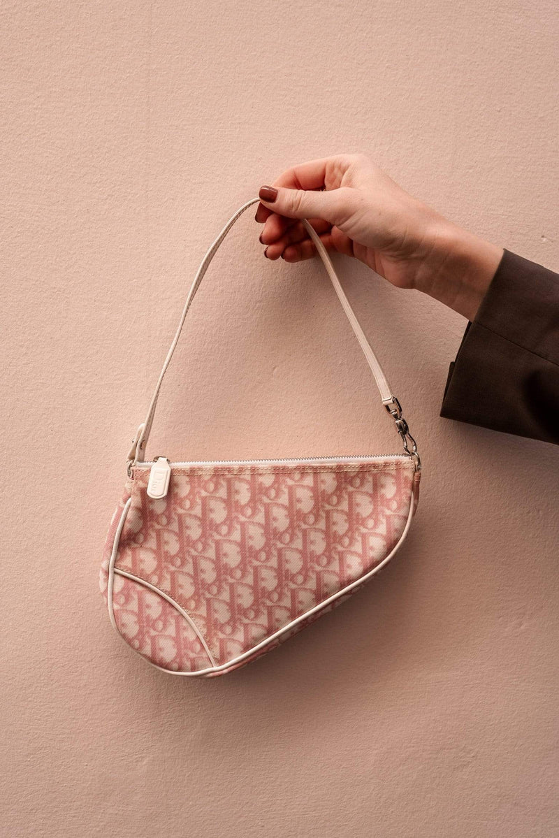 Saddle vintage classic cloth handbag Dior Pink in Cloth  22467935