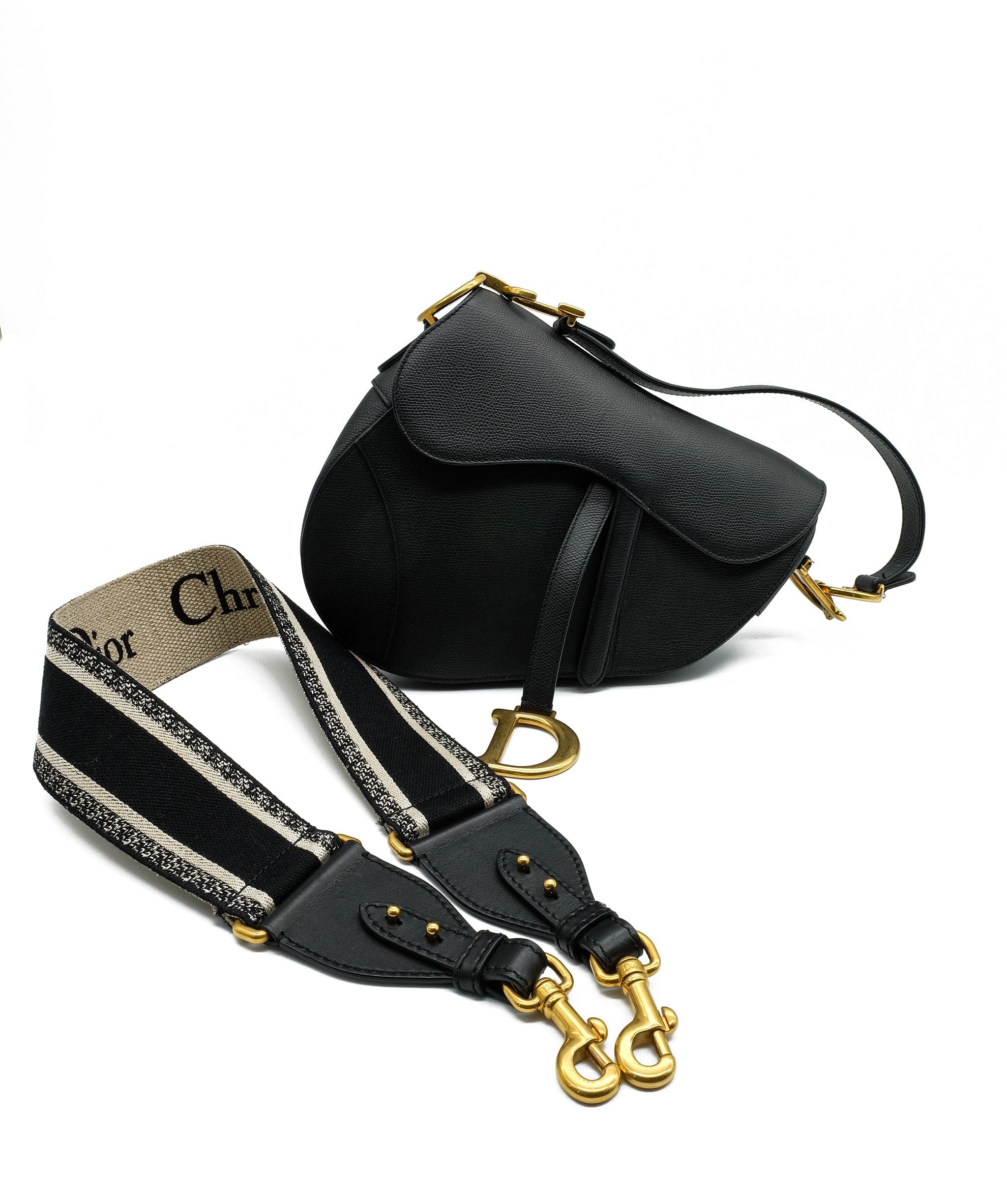 Christian Dior Dior Saddle Black Handbag + Strap RJC1374