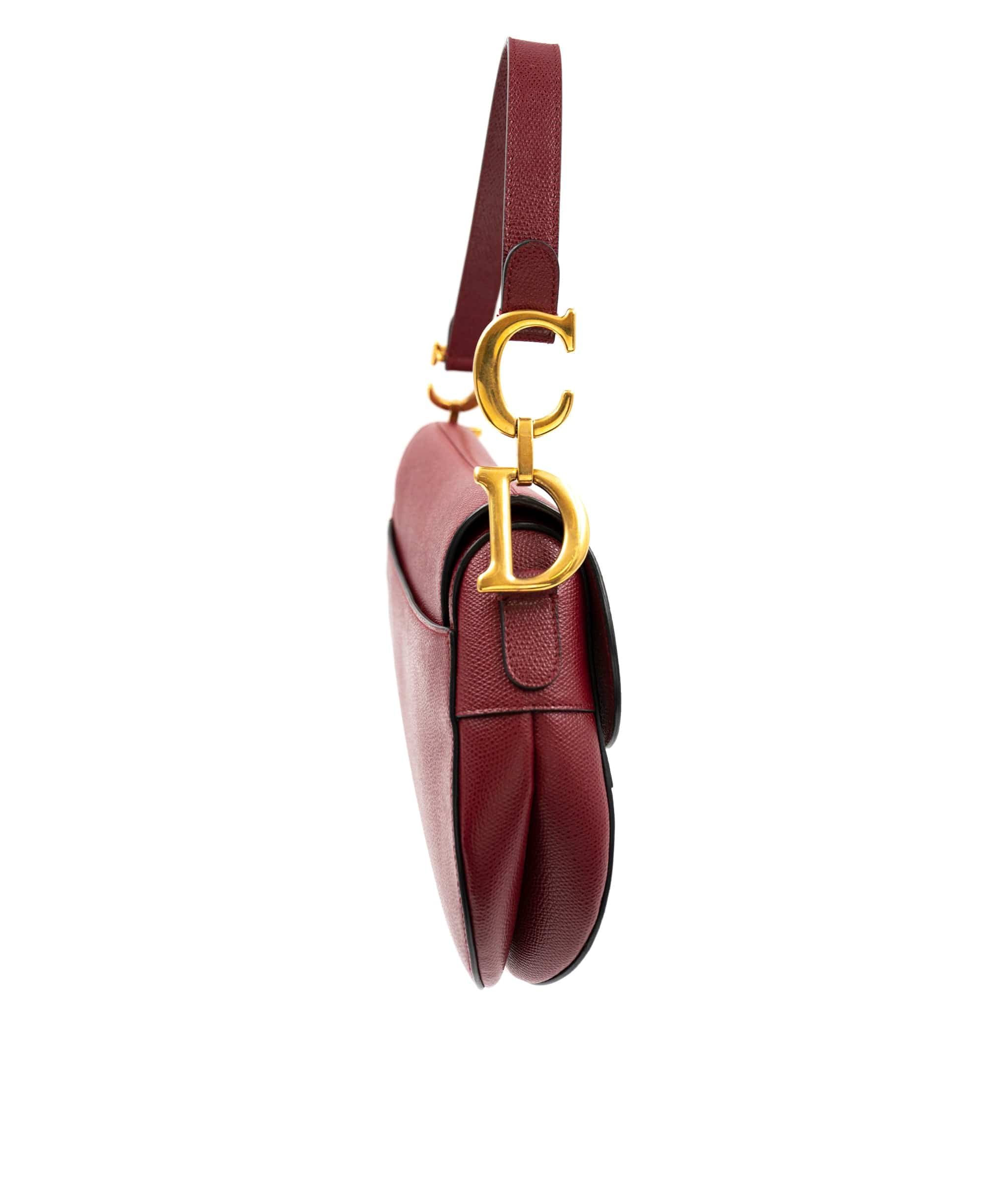 Christian Dior Dior Saddle Burgundy Red Saddle bag with Oblique Studded Strap - AWL3563