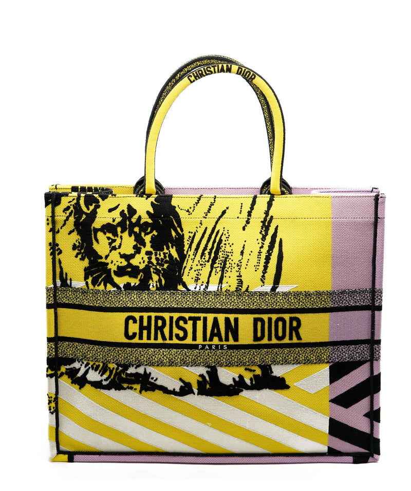 Dior - Authenticated Book Tote Handbag - Cloth Yellow for Women, Never Worn
