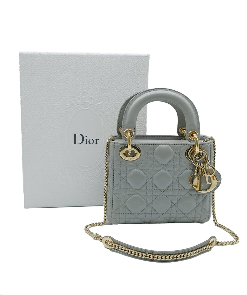 Mini lady dior on sale grey