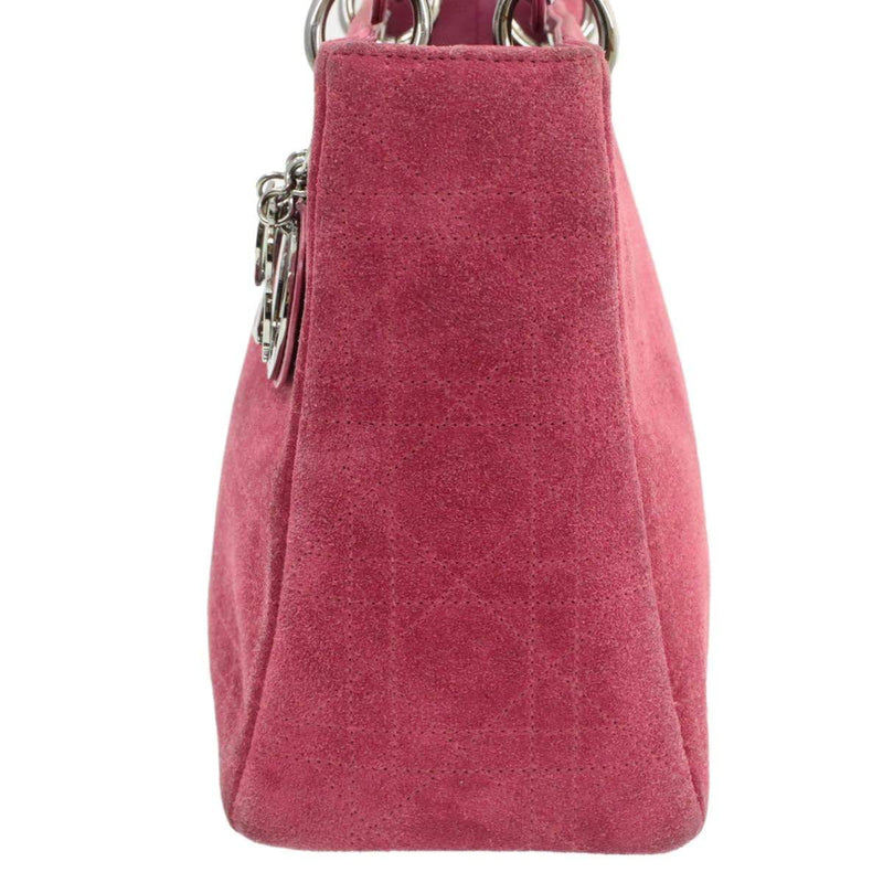 Christian Dior Lady Dior Pink Suede Bag with Shoulder Strap