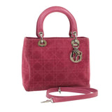 Christian Dior Lady Dior Pink Suede Bag with Shoulder Strap