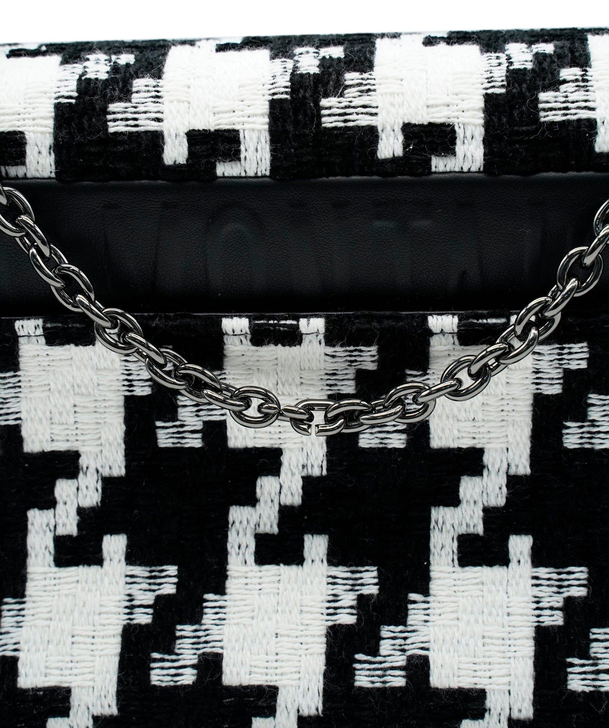 Christian Dior SMALL DIOR CARO BAG Black and White Macro Houndstooth Fabric AWL4326