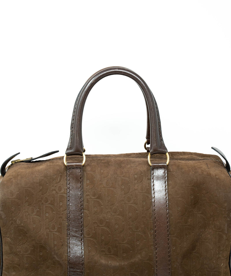 Vintage Christian Dior Brown Suede Oblique Boston Bag - AWL2535 –  LuxuryPromise