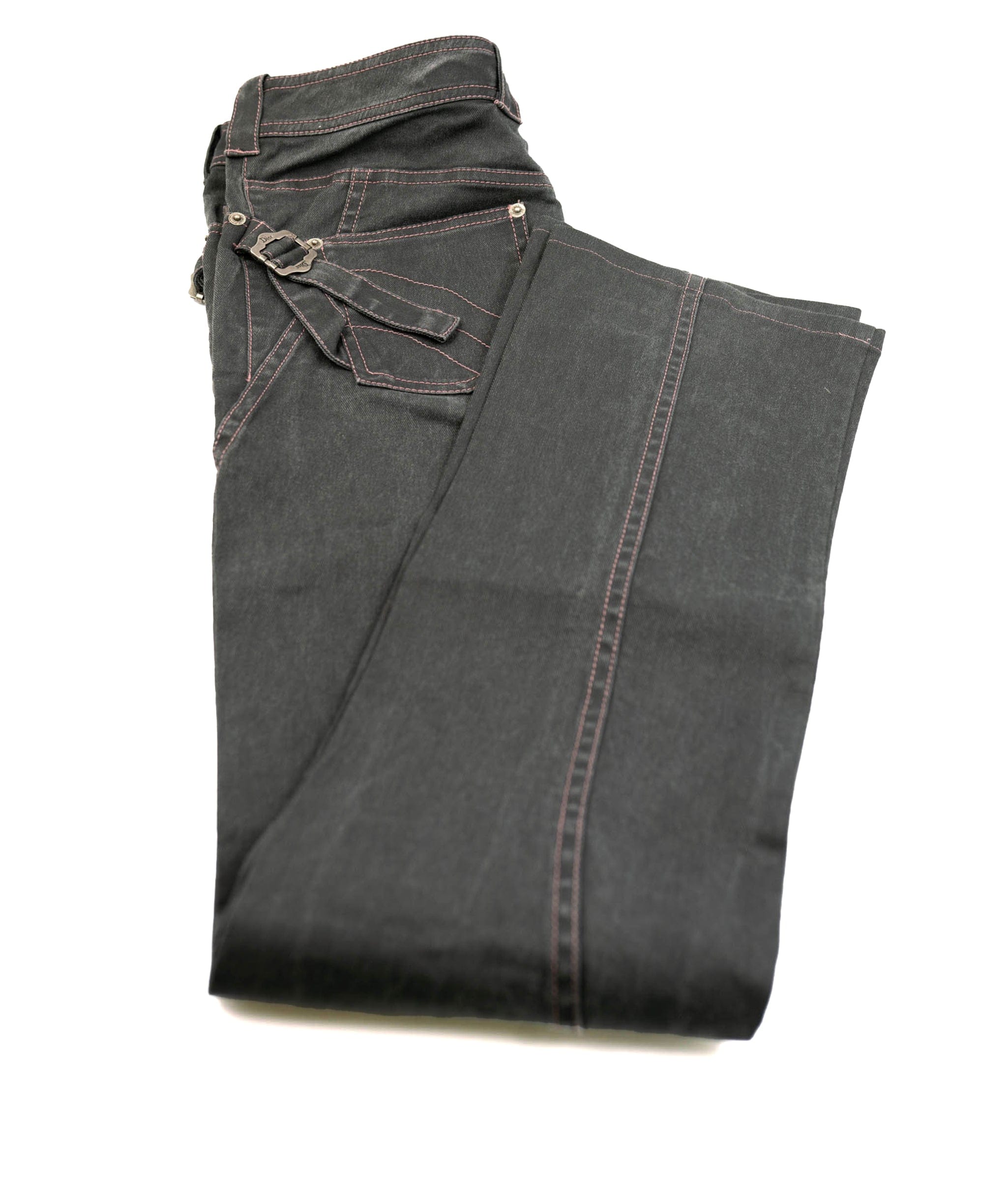 Christian Dior Dior Denim Pants Suit Gray Pink Stitch ASL4682