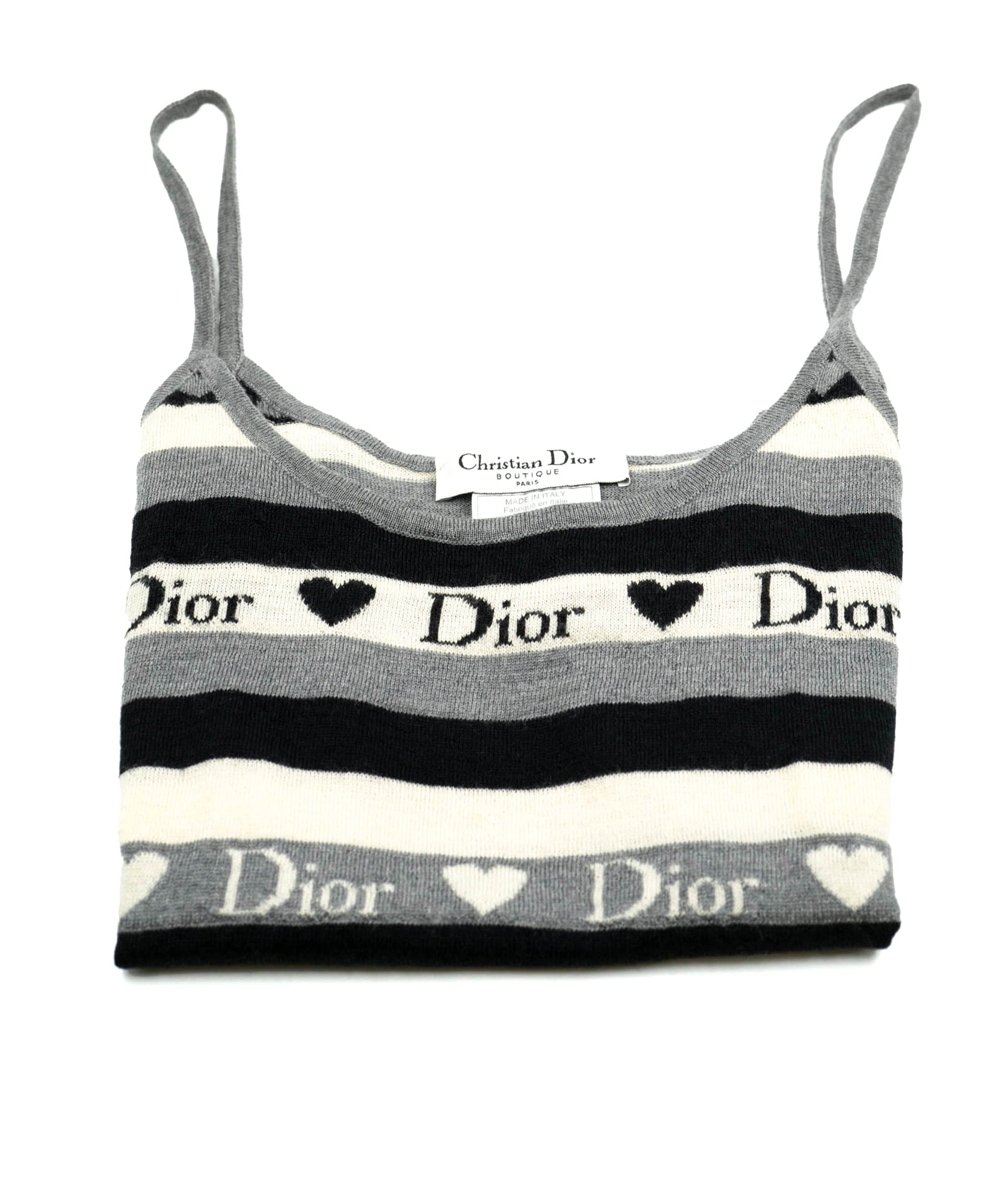 Christian Dior Dior Heart Stripe Knit Camisole Gray ASL4869