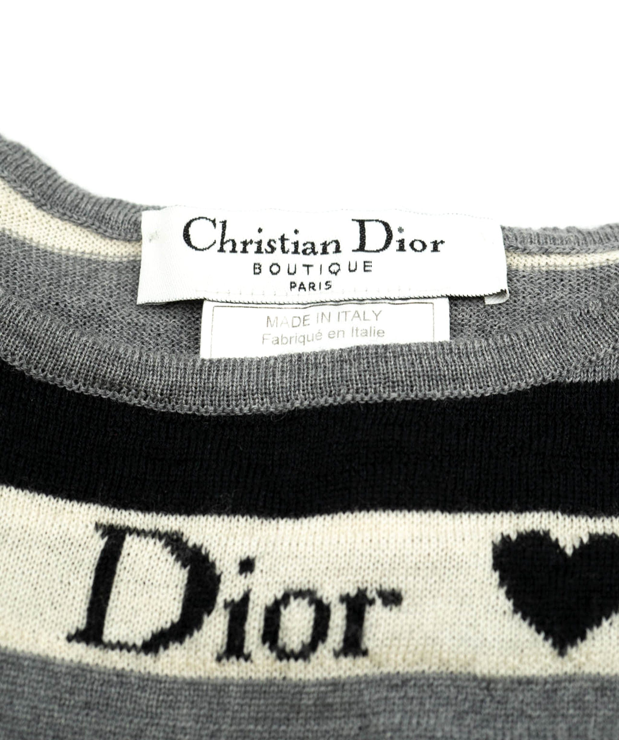 Christian Dior Dior Heart Stripe Knit Camisole Gray ASL4869