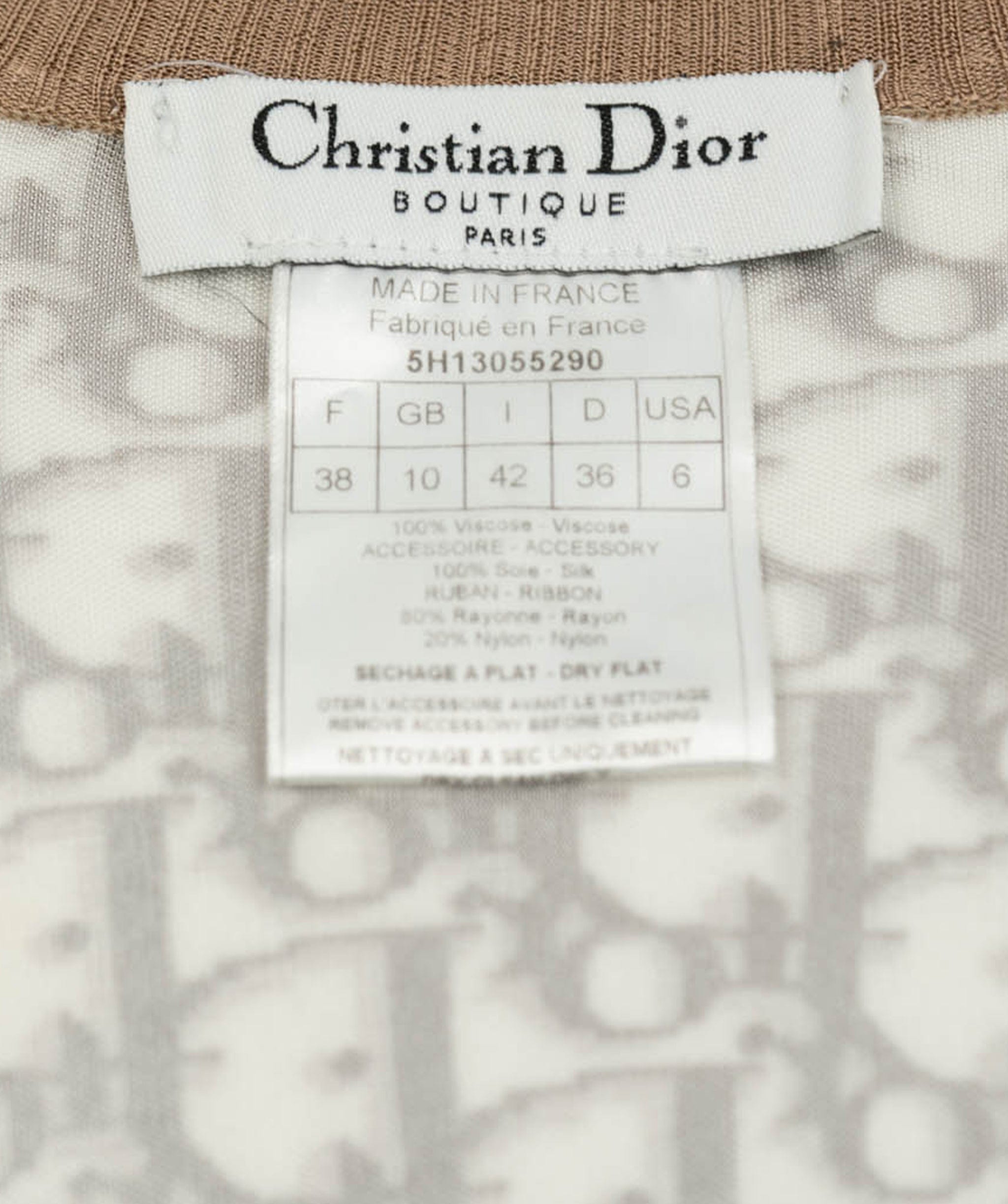 Christian Dior Dior Monogram V-neck Top Beige ASL4681