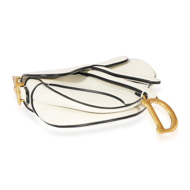 Dior Saddle bag white grain leather mini size with strap – Luxbags