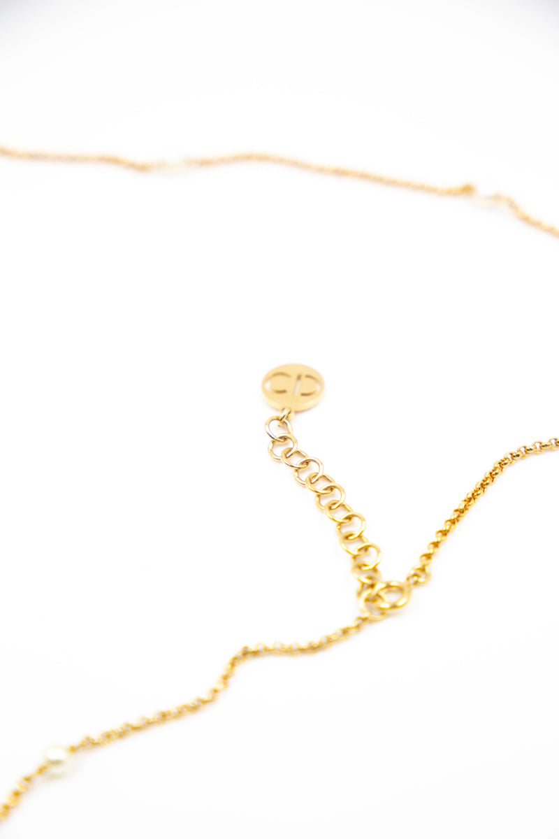 Petit CD Necklace Gold-Finish Metal with a White Resin Pearl | DIOR US