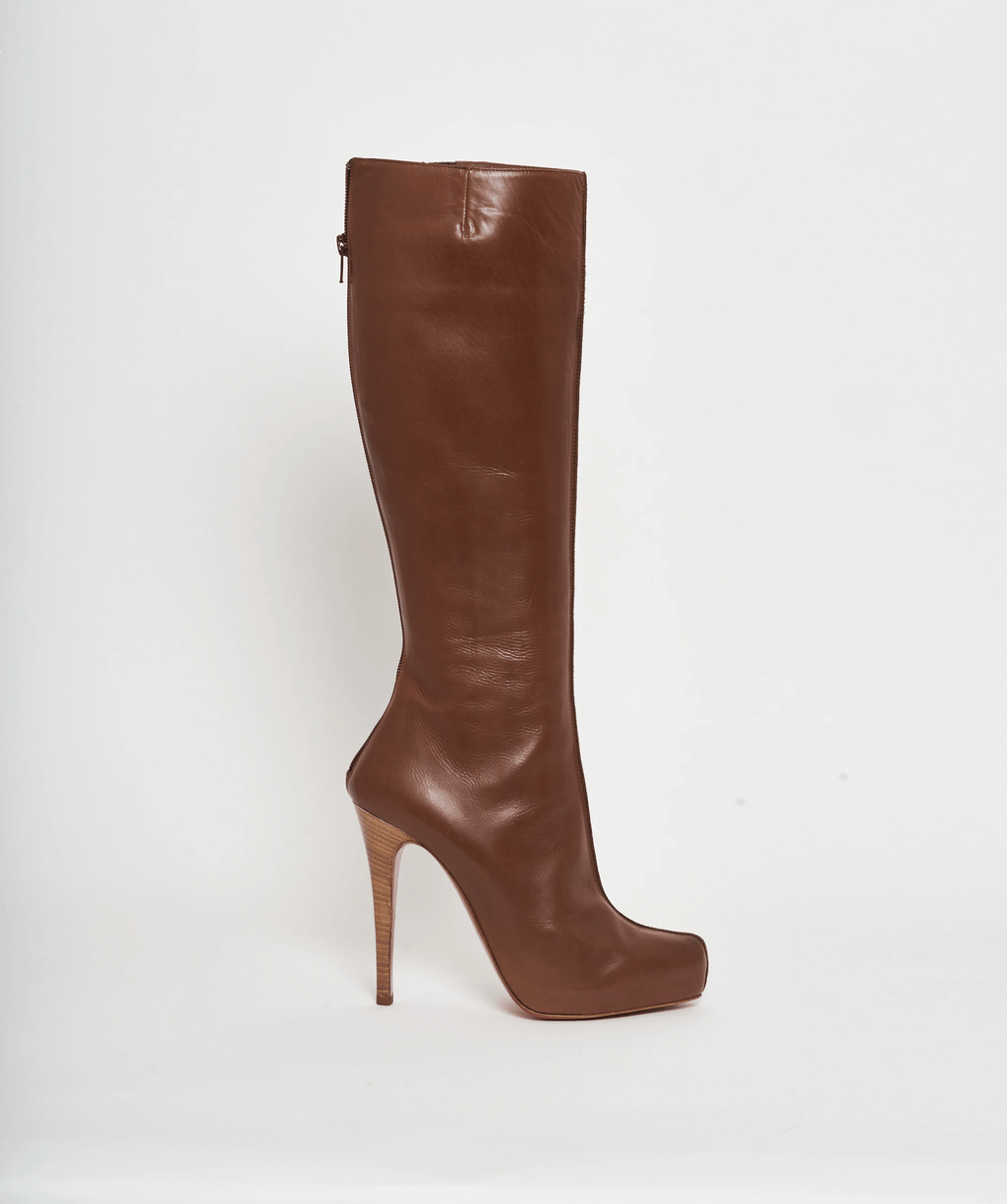 Christian louboutin brown boots hot sale