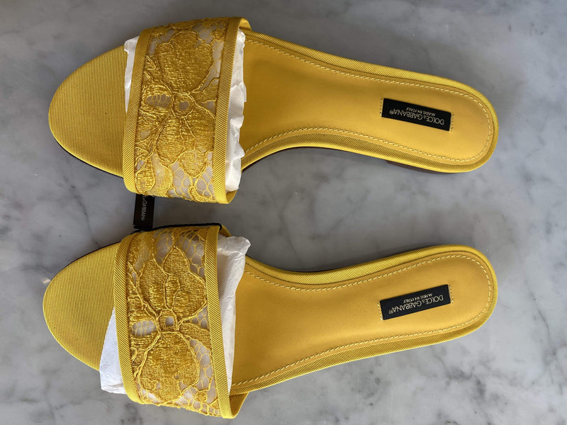 Dolce & Gabbana Dolce & Gabbana Yellow Lace Sandals
