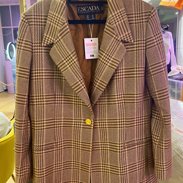 Escada virgin wool outlet check coat