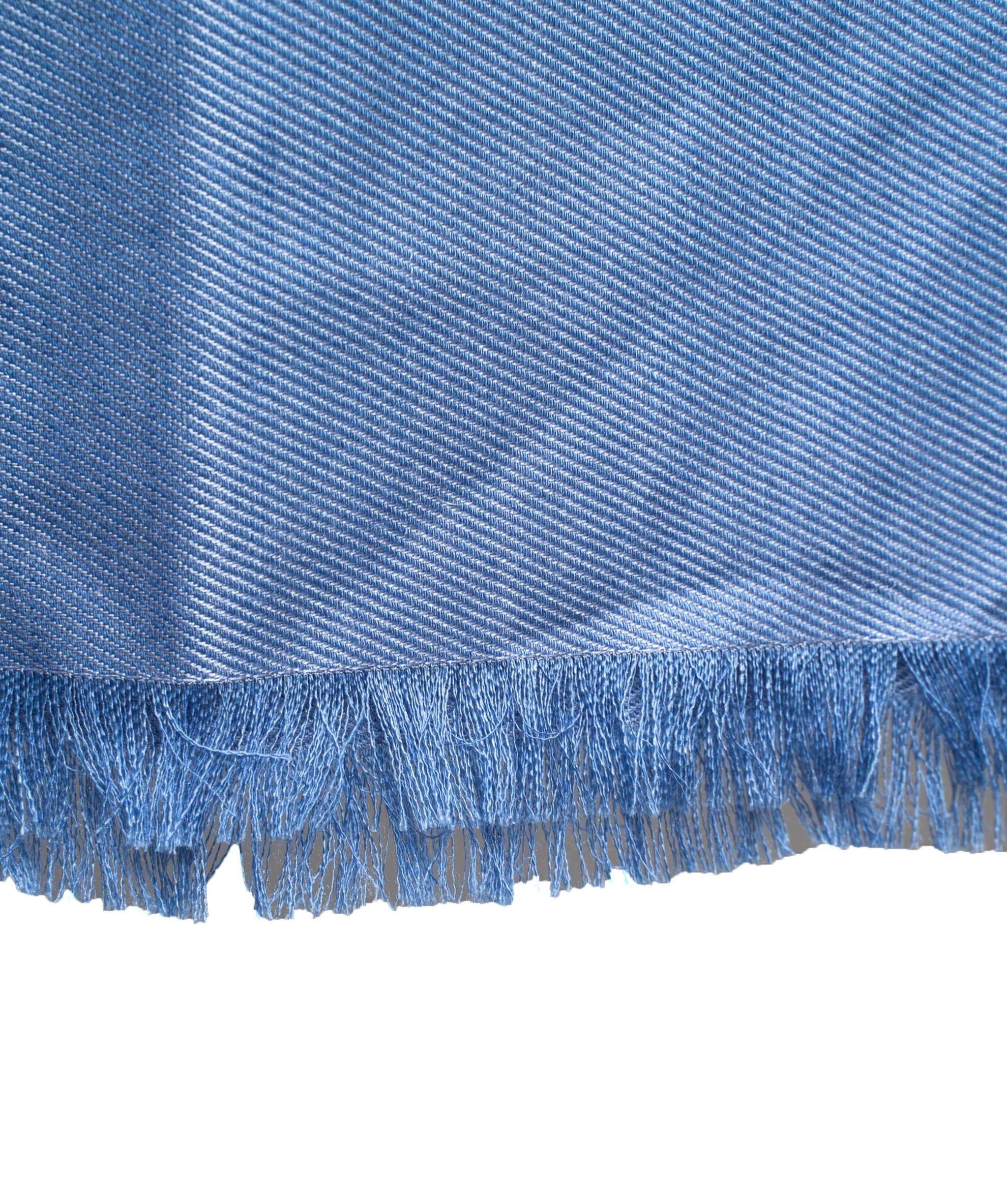 Fendi Fendi Blue FF Silk/Wool Scarf - AGL1330