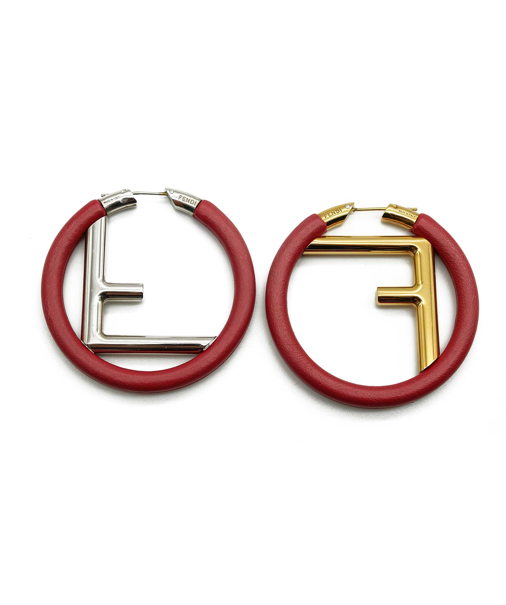 Fendi Fendi Logo Leather Hoop Earrings RJC1504