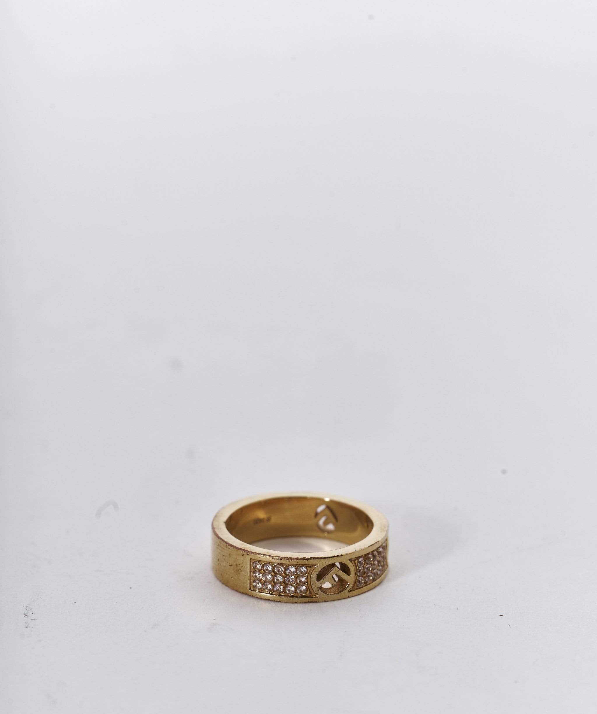 Fendi Fendi Zucca Diamante Gold Ring Size L