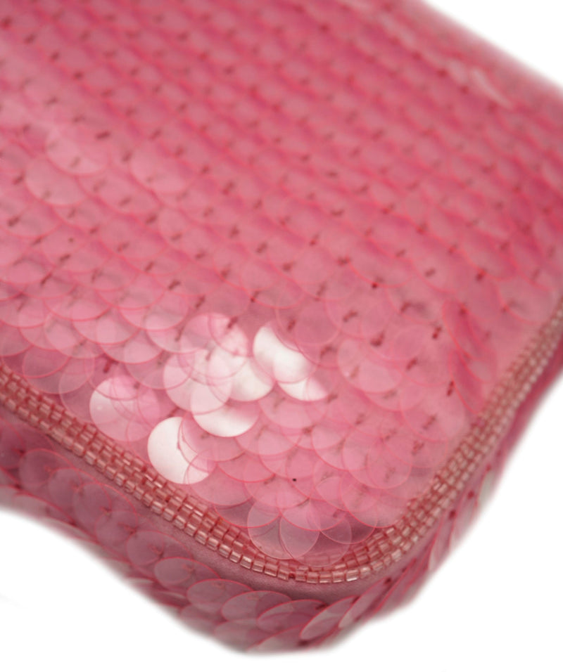 Fendi Pink Sequin Embellished Satin And Watersnake Medium Baguette Bag