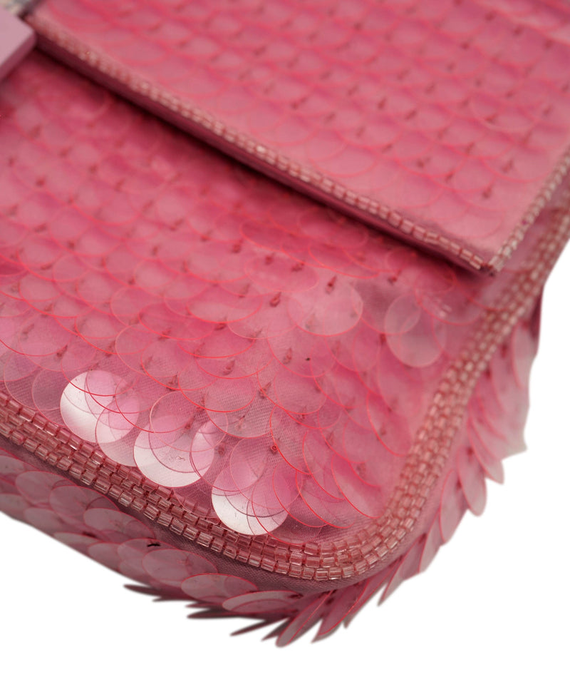BAG: @fendi Fendi Baguette Bag Pink Paillettes Exotic Skin Handle