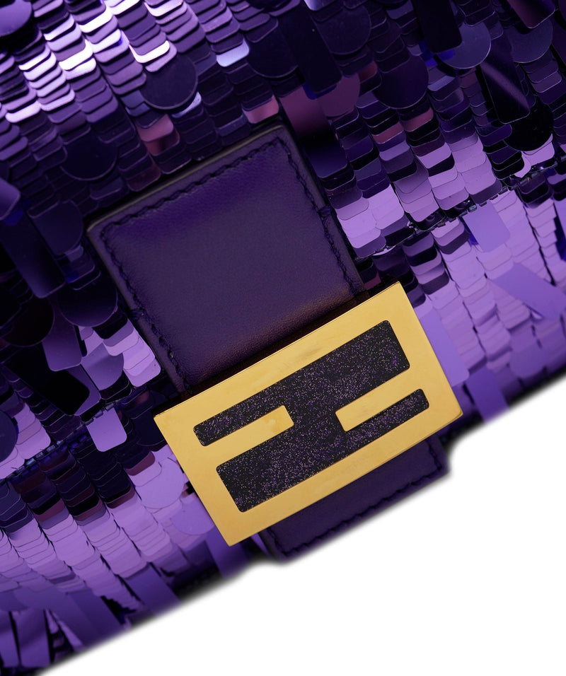 Baguette glitter handbag Fendi Purple in Glitter - 31473660