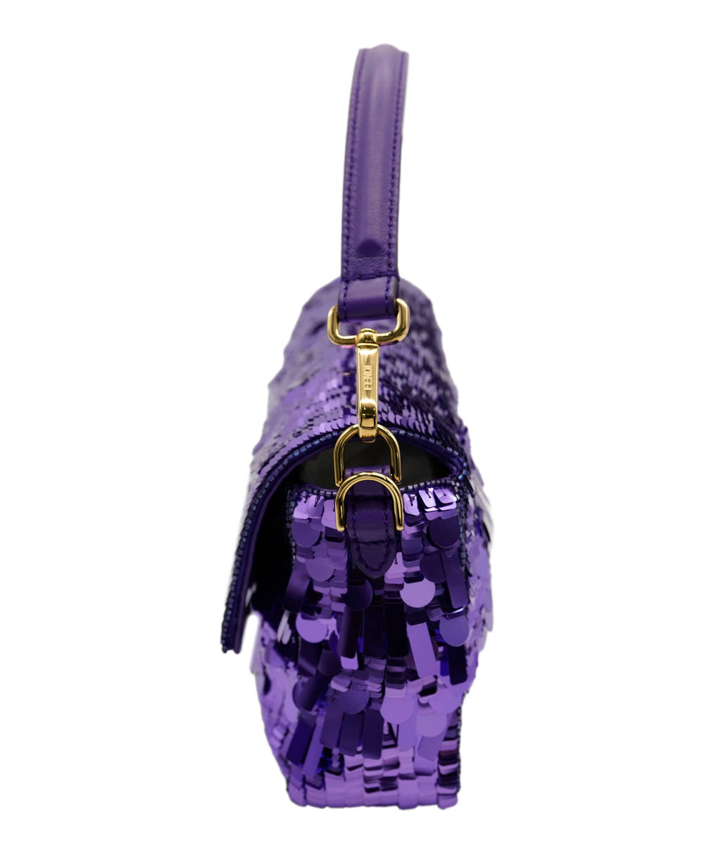 fendi sequin baguette purple
