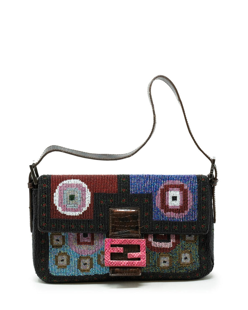 Fendi Vintage Brown / pink / Blue Beaded, Paillette Sequined, and