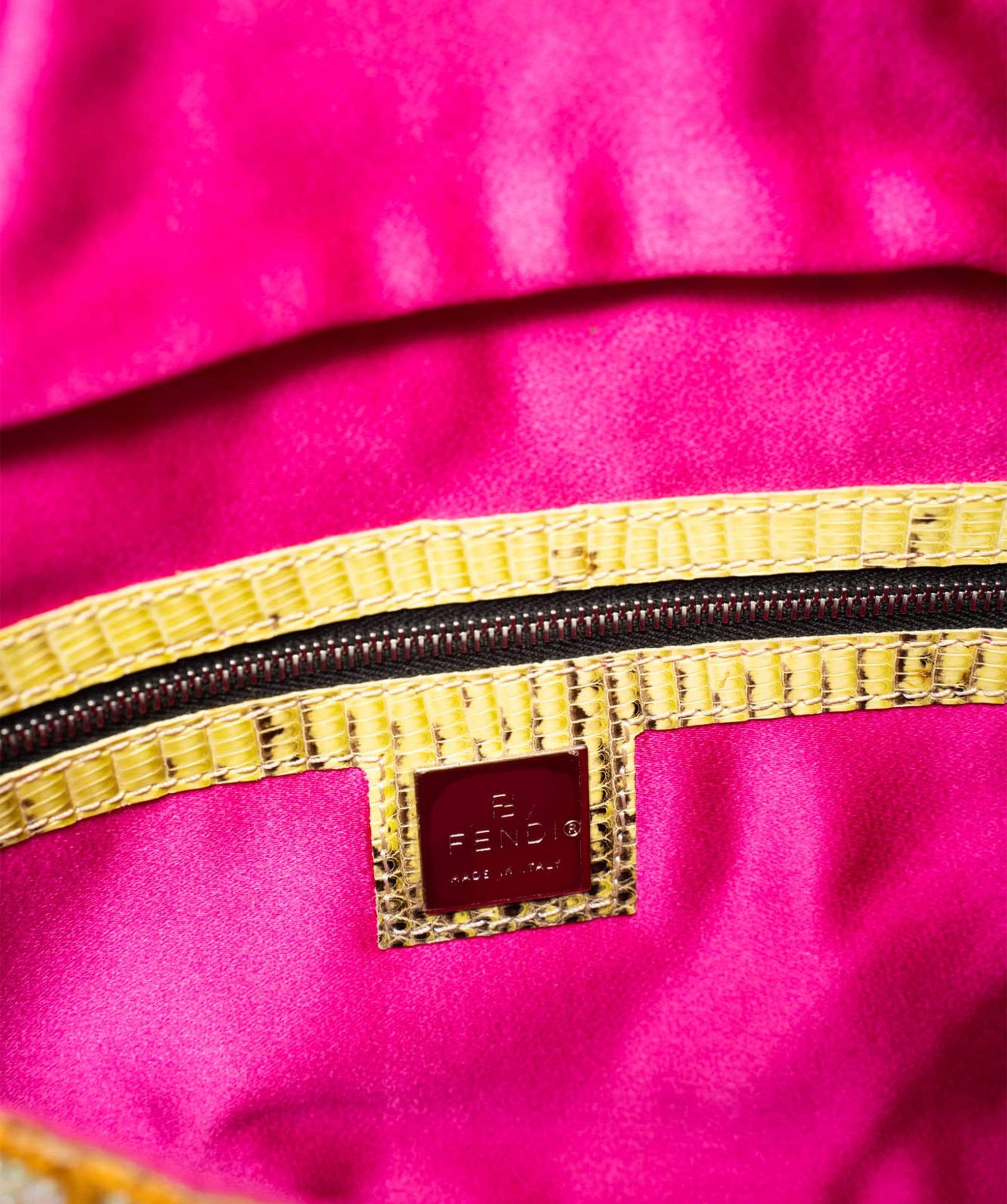 Fendi Fendi Beaded Baguette Bag with Lizard Skin Leather - AWL1774