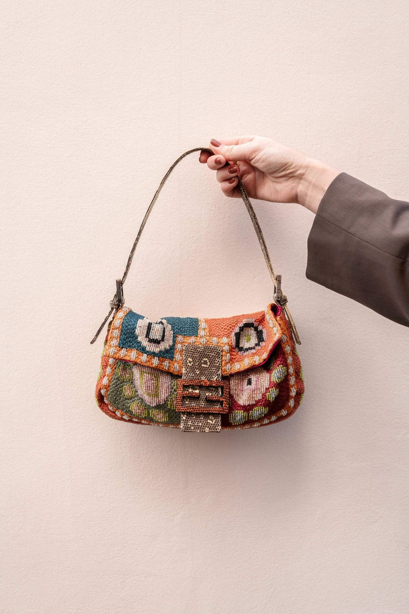 Fendi beaded baguette outlet handbag