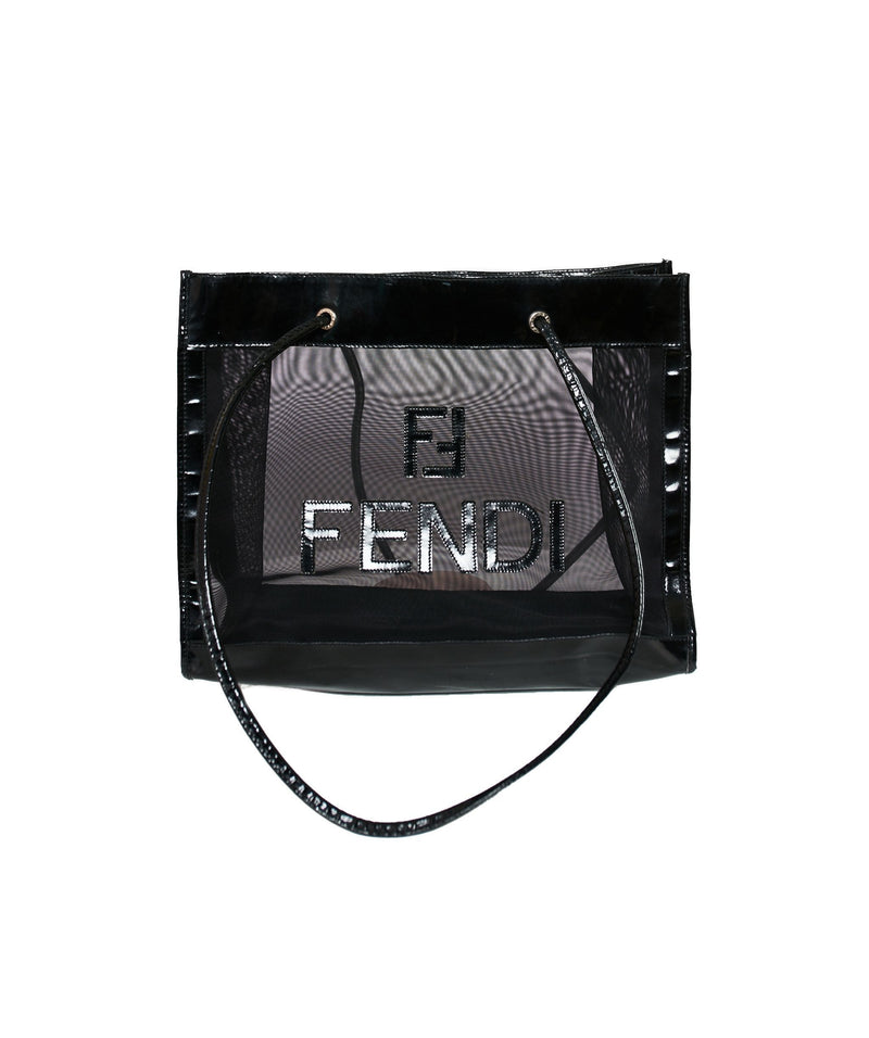Fendi Fendi black mesh enamel tote - AWL1207