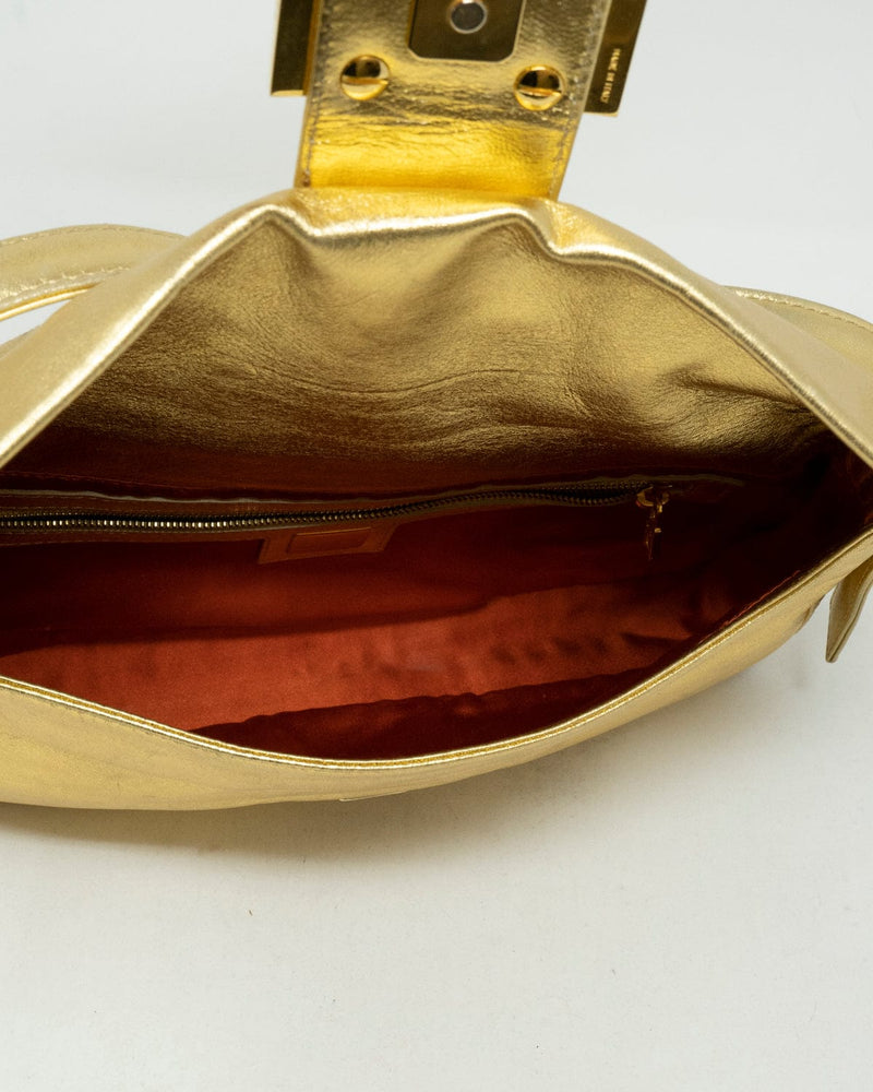 Baguette 1997 re-edition cloth handbag Fendi Gold in Cloth - 33301202