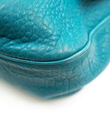 Fendi Fendi Mia Flap Shoulder Bag Emerald Blue Pebbled Leather A - AWL4090
